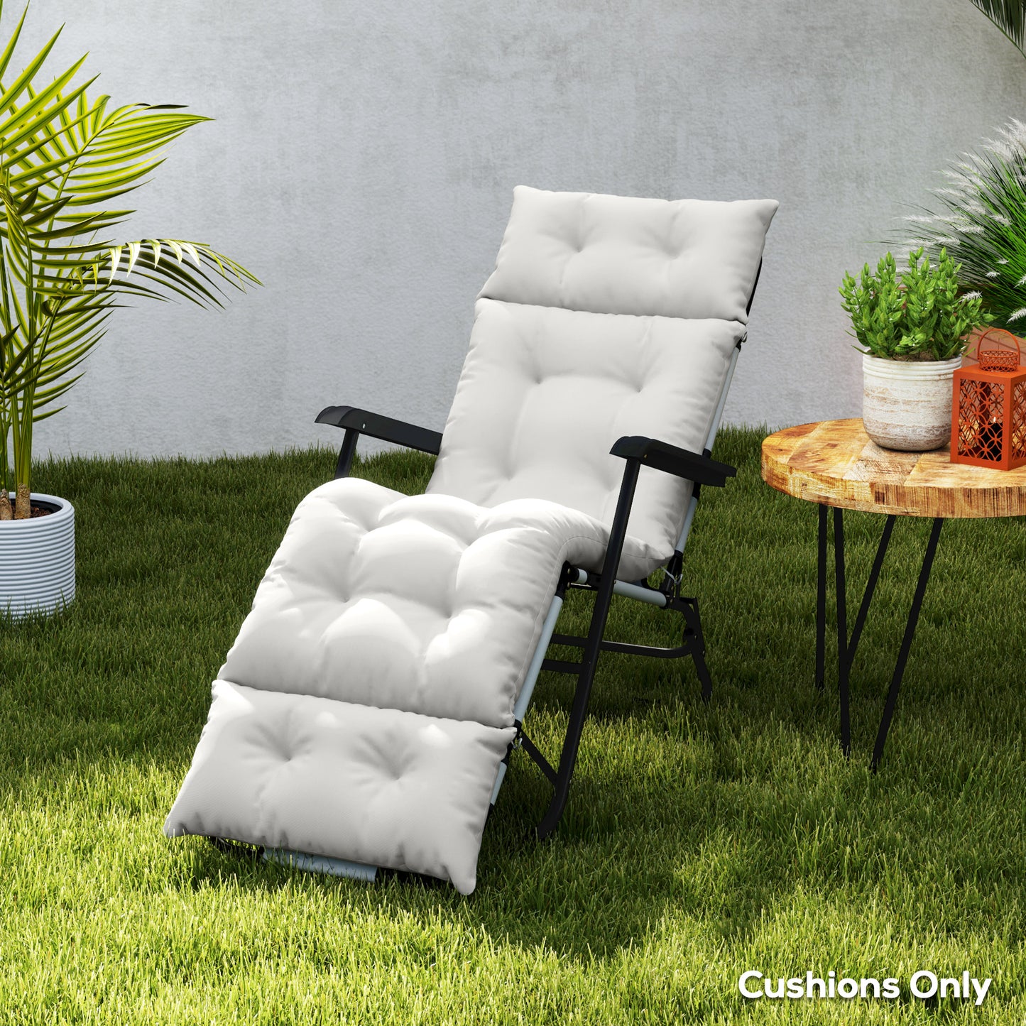 Sun Lounger Cushions Only, 190 x 56 x 10 cm Garden Lounge Chair Cushions, UPF20+ 220gsm Fabric