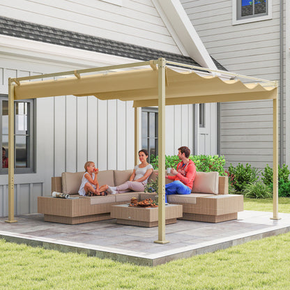 3 x 3m Retractable Roof Metal Pergola - Black