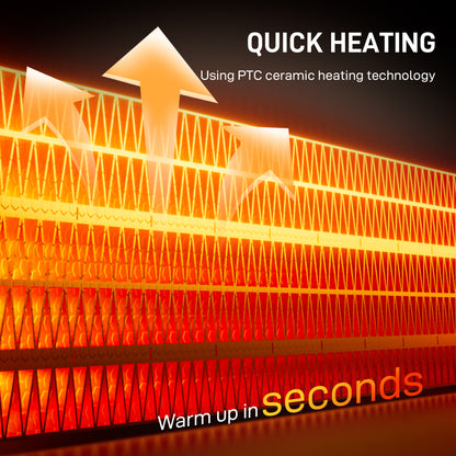 Ceramic Electric Heater, 1500W Fan Space Heater with 3 Modes, 24H Timer, Flame Effect, Oscillation for Bedroom, White