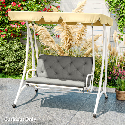 2 Seater Bench Pad, Garden Chair Cushion with Back and Ties for Indoor and Outdoor Use, 98 x 100 cm, Light Grey