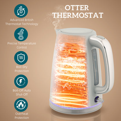 Modern Kettle and Toaster Set - Grey