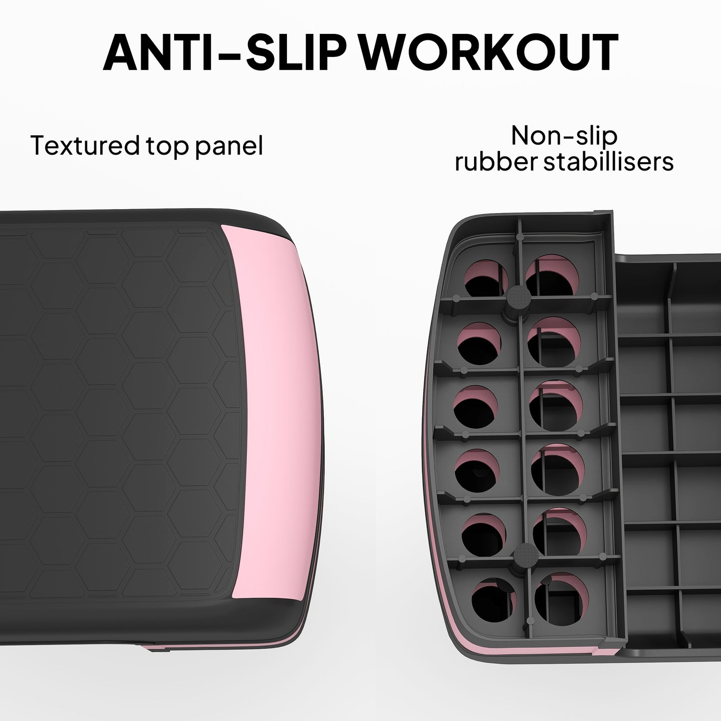 Aerobic Step with 3-Level Adjustable Heights for Home, Office Exercise, Black and Pink