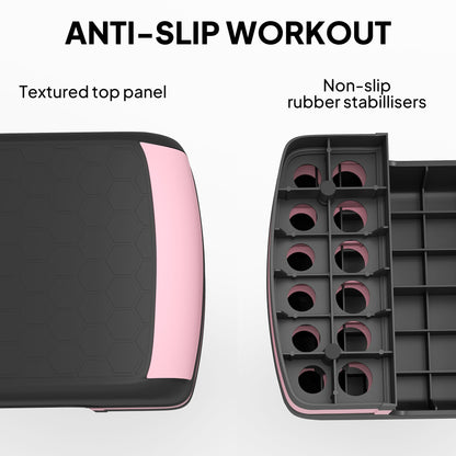 Aerobic Step with 3-Level Adjustable Heights for Home, Office Exercise, Black and Pink