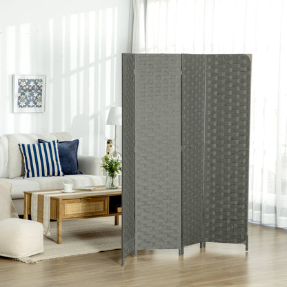 Wave Fibre Freestanding Folding Privacy Screen Panels, Room Divider, Grey