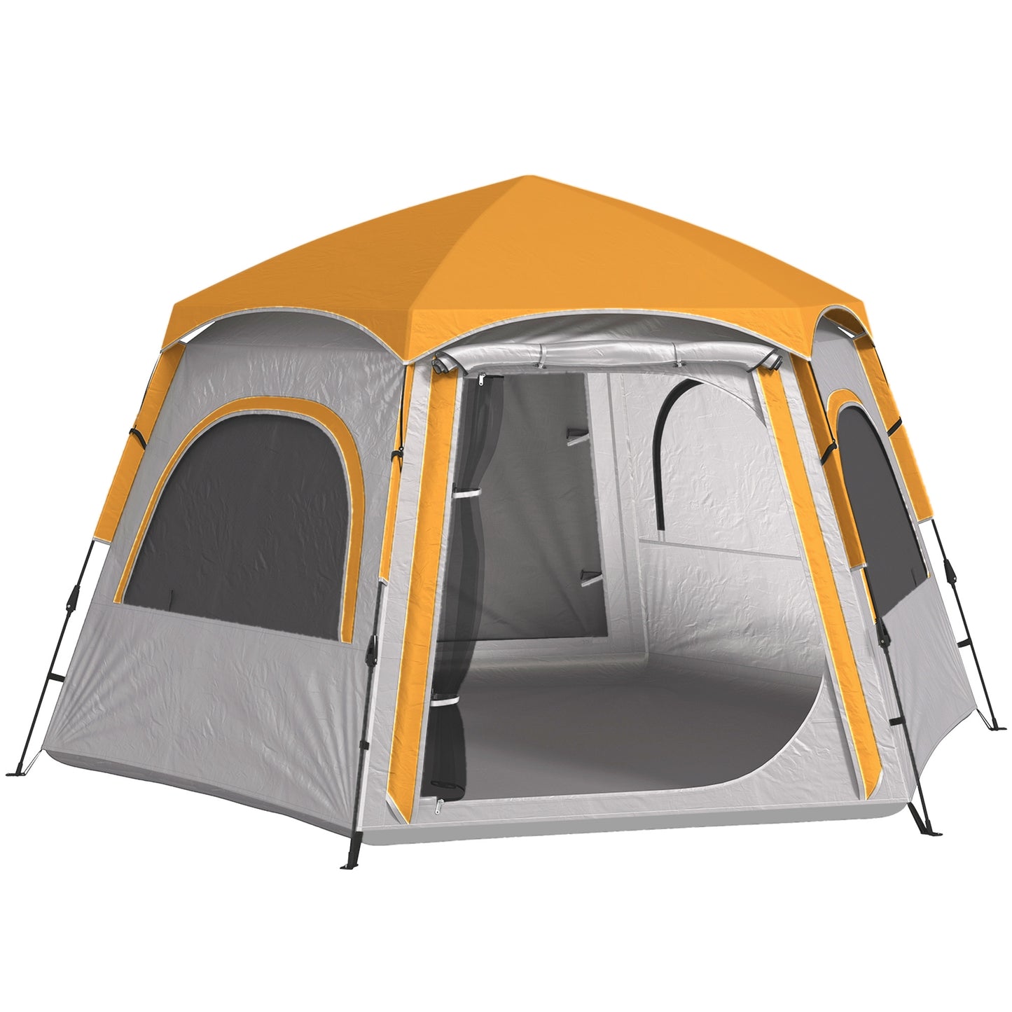 Instant Pop Up Camping Tent, 2/3/4 Person Easy Setup Dome Family Tent with Vestibule, Rainfly, 4 Mesh Windows & 2 Doors