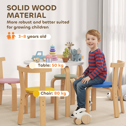 5 Piece Kids Table and Chairs Set, Wooden Toddler Table and Chairs Set for Nursery, Playroom, Classroom, for 3-8 Years