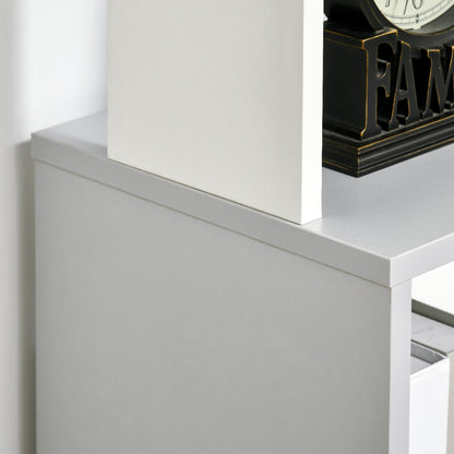 Modern 5-Tier Bookshelf, Freestanding Bookcase Storage Shelving for Living Room Home Office Study, White and Light Grey