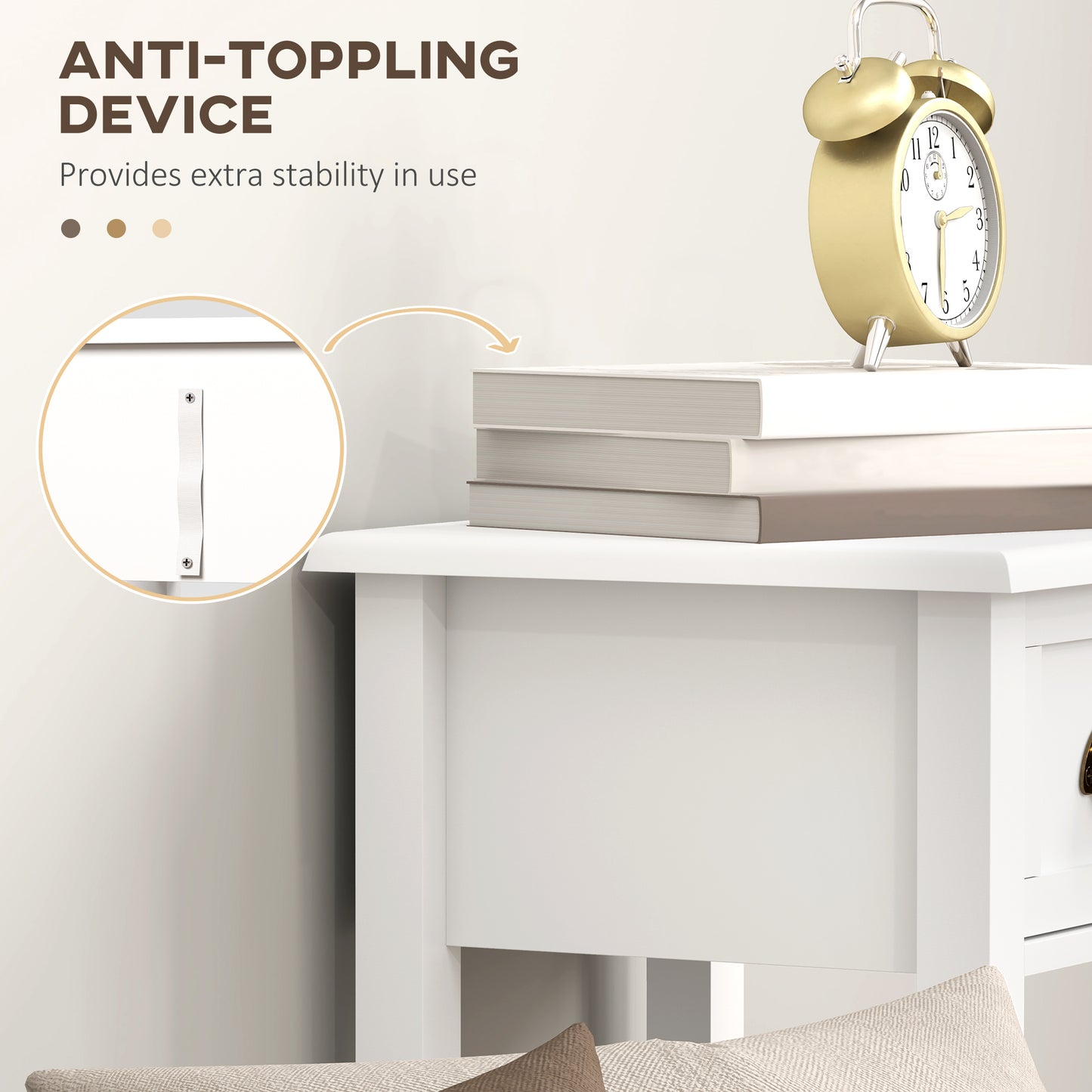 2-Tier Side Tables Set of 2 with Drawer and Shelf, 2 Pieces Bedside Tables for Living Room and Hallway, White