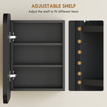 Bathroom Medicine Cabinet with Mirror, Bathroom Wall Cabinet with Adjustable Shelves, Soft Close Hinges, Black
