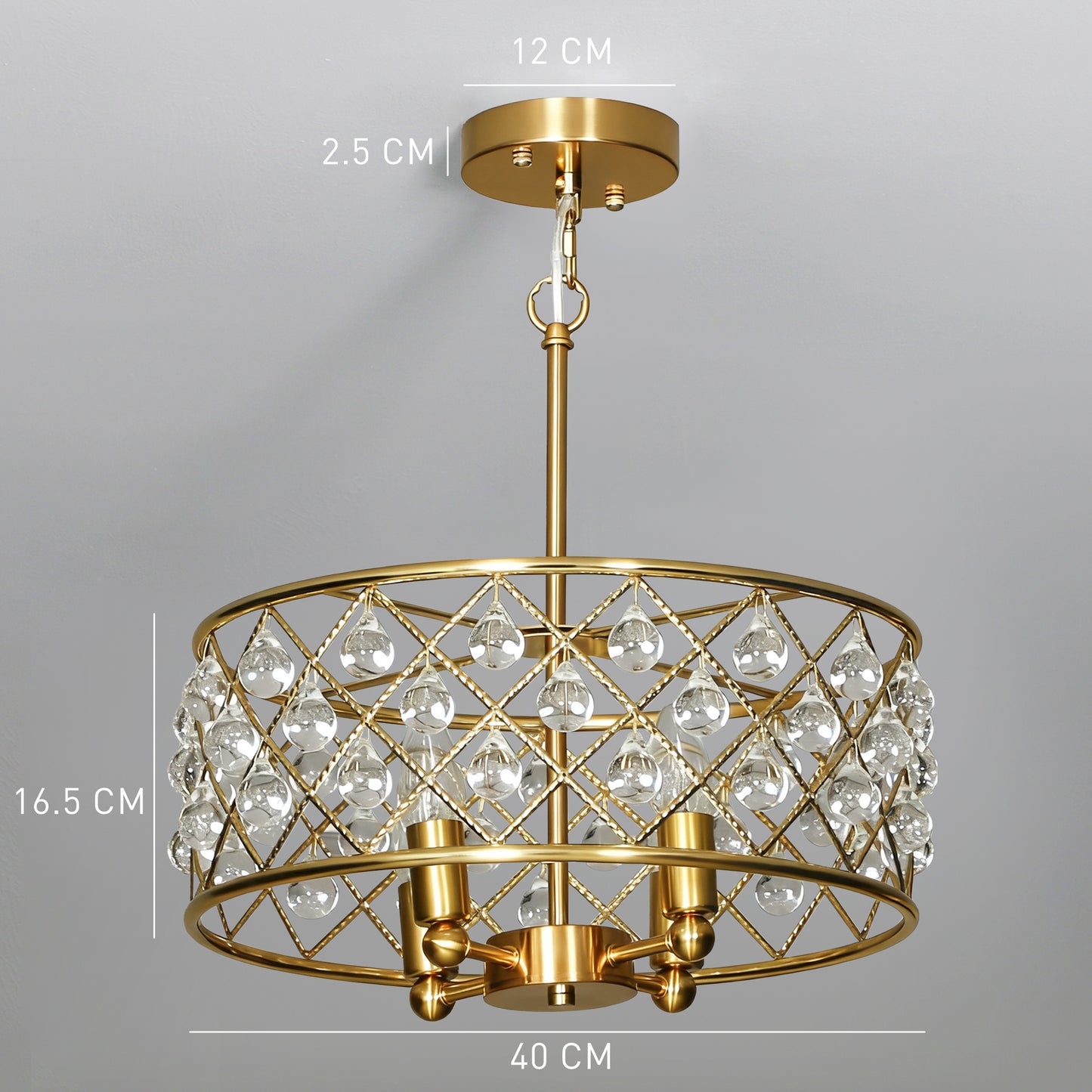 51 Crystallite Four-Bulb Chandelier - Gold-Tone