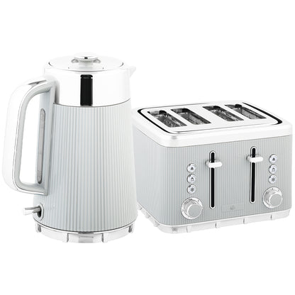 Electric Stainless Steel Kettle and Toaster Set, 3000W 1.7L UK Strix Thermostat Fast Boil Kettle w/ Limescale Filter