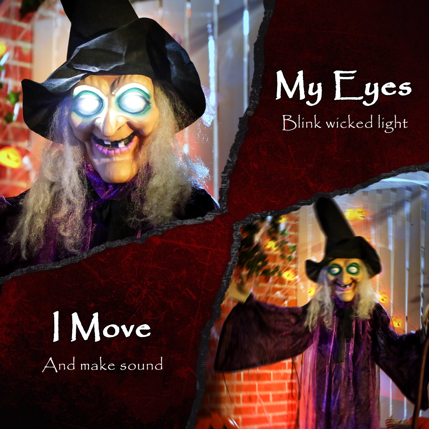 6ft Animated Witch Decoration, with Sound - Purple/White