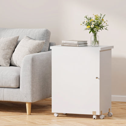 Folding Sewing Table, Drop Leaf Craft Table with Storage Bins, Open Shelf and Wheels