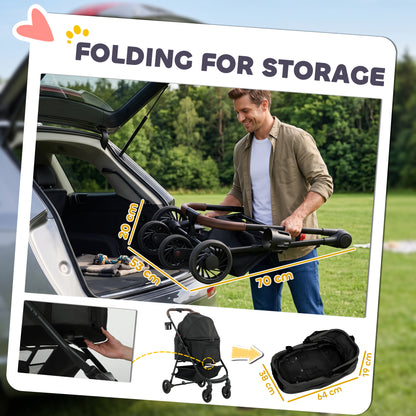 Dog Stroller, 3 in 1 Foldable Pet Stroller for Small Puppy Cat with Detachable Travel Carrier, Storage Basket, Black