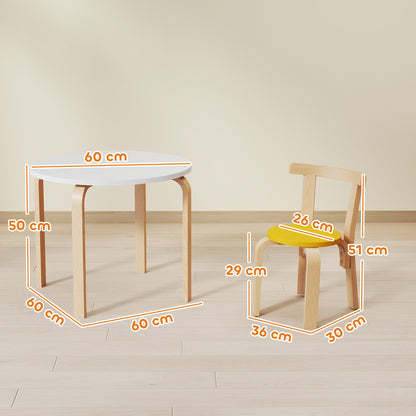 5 Piece Kids Table and Chairs Set, Wooden Toddler Table and Chairs Set for Nursery, Playroom, Classroom, for 3-8 Years