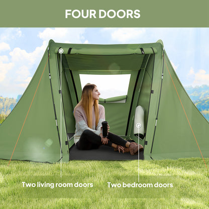 3 Man Camping Tent with Living Area and 2 Bedrooms, 3000mm Waterproof Family Tent with Sewn-in Groundsheet and bag