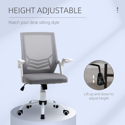 Office Chair with Flip-up Armrest, Mid Back Desk Chair with Mesh Back, Lumbar Support, Adjustable Height