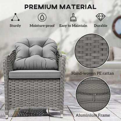 Seven-Piece Rattan Dining Set - Light Grey