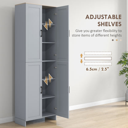 Freestanding Kitchen Cupboard, 4-Door Storage Cabinet with Adjustable Shelves, Modern Kitchen Pantry for Dining Room, 170cm