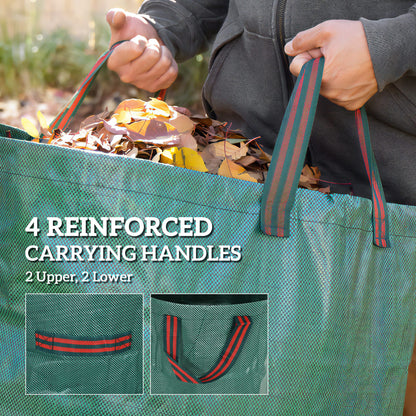 Garden Waste Bags, 272L x 3 Heavy Duty Garden Bags, Foldable and Reusable Waste Sacks with Handles for Loading Leaf, Trash