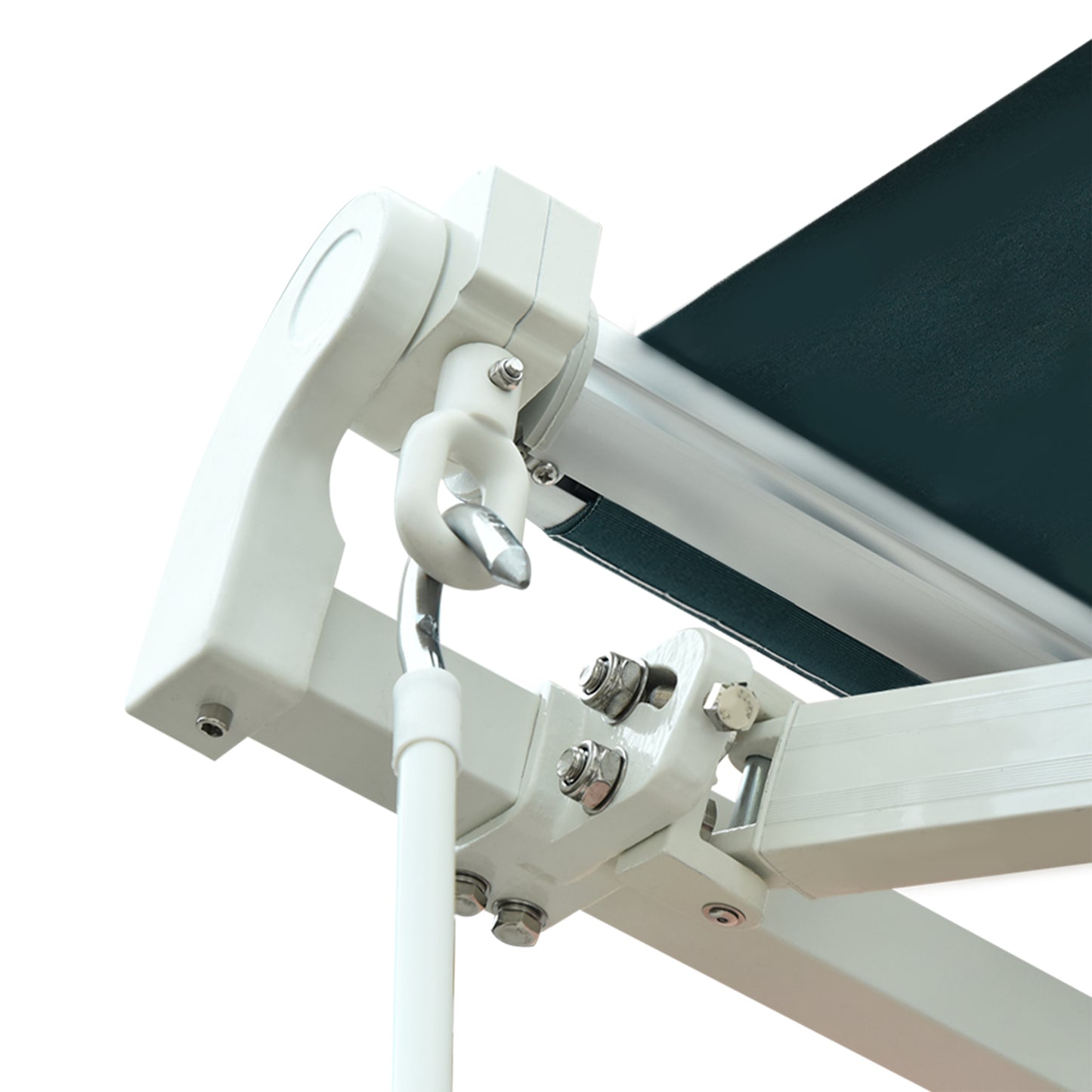 3 x 2.5m Manual Retractable Awning for Patio 45-75° Sun Canopy with Waterproof Fabric - Greyish Green