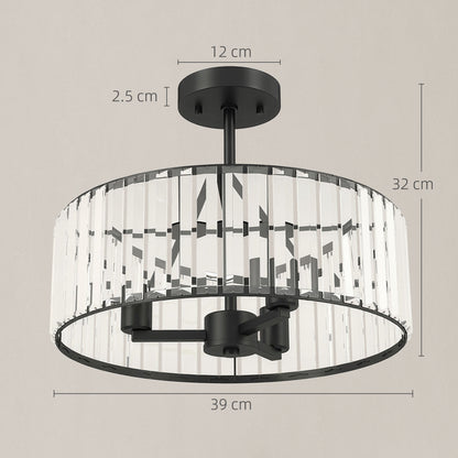Crystal Ceiling Light, Semi Flush Mount Modern Crystal Chandelier Ceiling Light, E14 Base 3-Lights, Bulbs Not Included