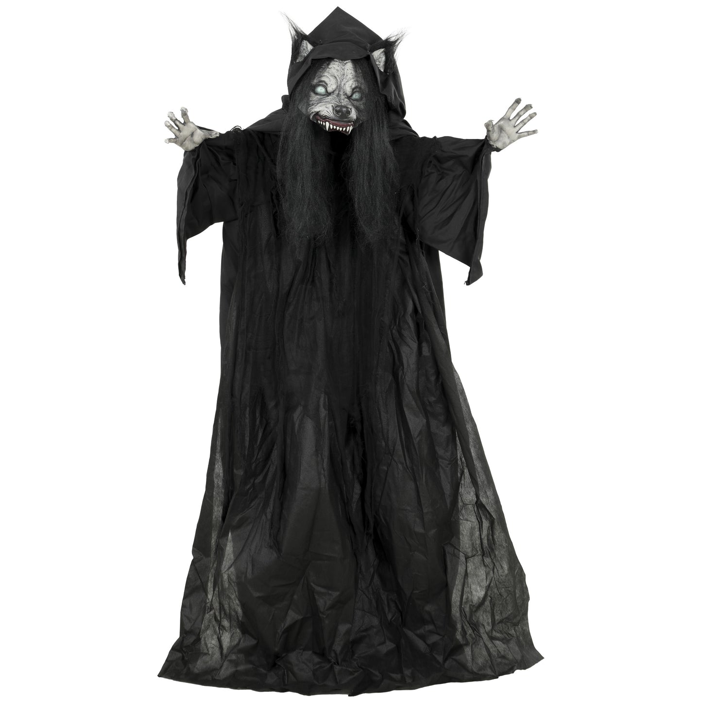 67"/170cm Life Size Animated Ghost with Werewolf Mask, Halloween Decorations Outdoor Indoor, Scary Halloween Animatronic