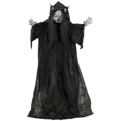 67"/170cm Life Size Animated Ghost with Werewolf Mask, Halloween Decorations Outdoor Indoor, Scary Halloween Animatronic