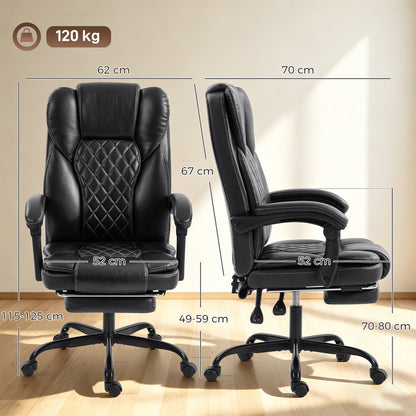 Executive Home Office Chair Reclining Function Footrest Computer Desk Chair High Back, Black