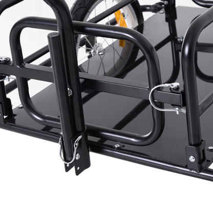 Bike Cargo Trailer Bicycle Trailer Cargo Storage Cart w/ Hitch Cycling Camping Luggage Storage Carrier Transport Steel Black