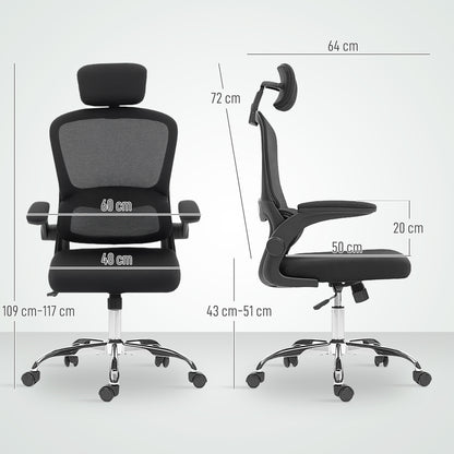 Mesh Back Office Chair, with Lumbar Support - Black