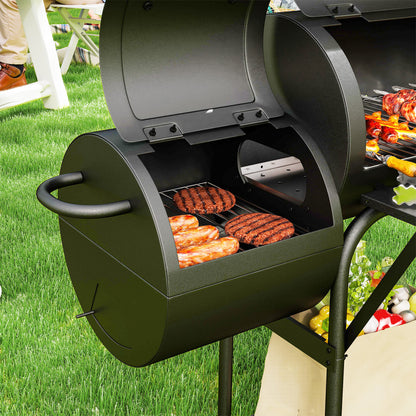 Barbecue Grill Portable Outdoor Charcoal BBQ Grill with Offset Smoker 109 x 60 x 120 cm Black