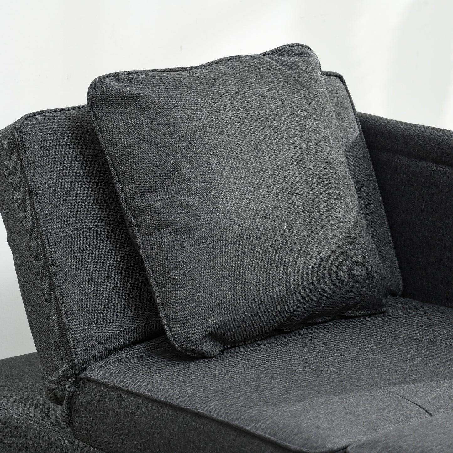 Convertible Single Sofa Bed, 3-in-1 Multi-Functional Sleeper Chair Bed with Magazine Pocket, Grey