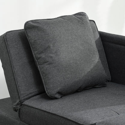 Convertible Single Sofa Bed, 3-in-1 Multi-Functional Sleeper Chair Bed with Magazine Pocket, Grey