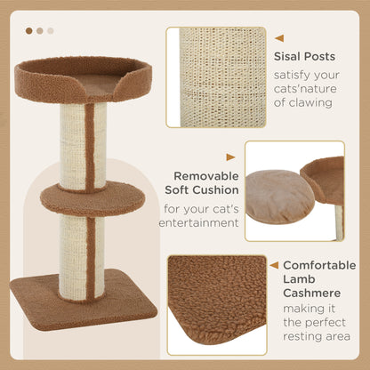 91cm Cat Tree, Cat Tower with Scratching Post, Bed, Perch, Removable Cushion for Indoor Kittens, Brown