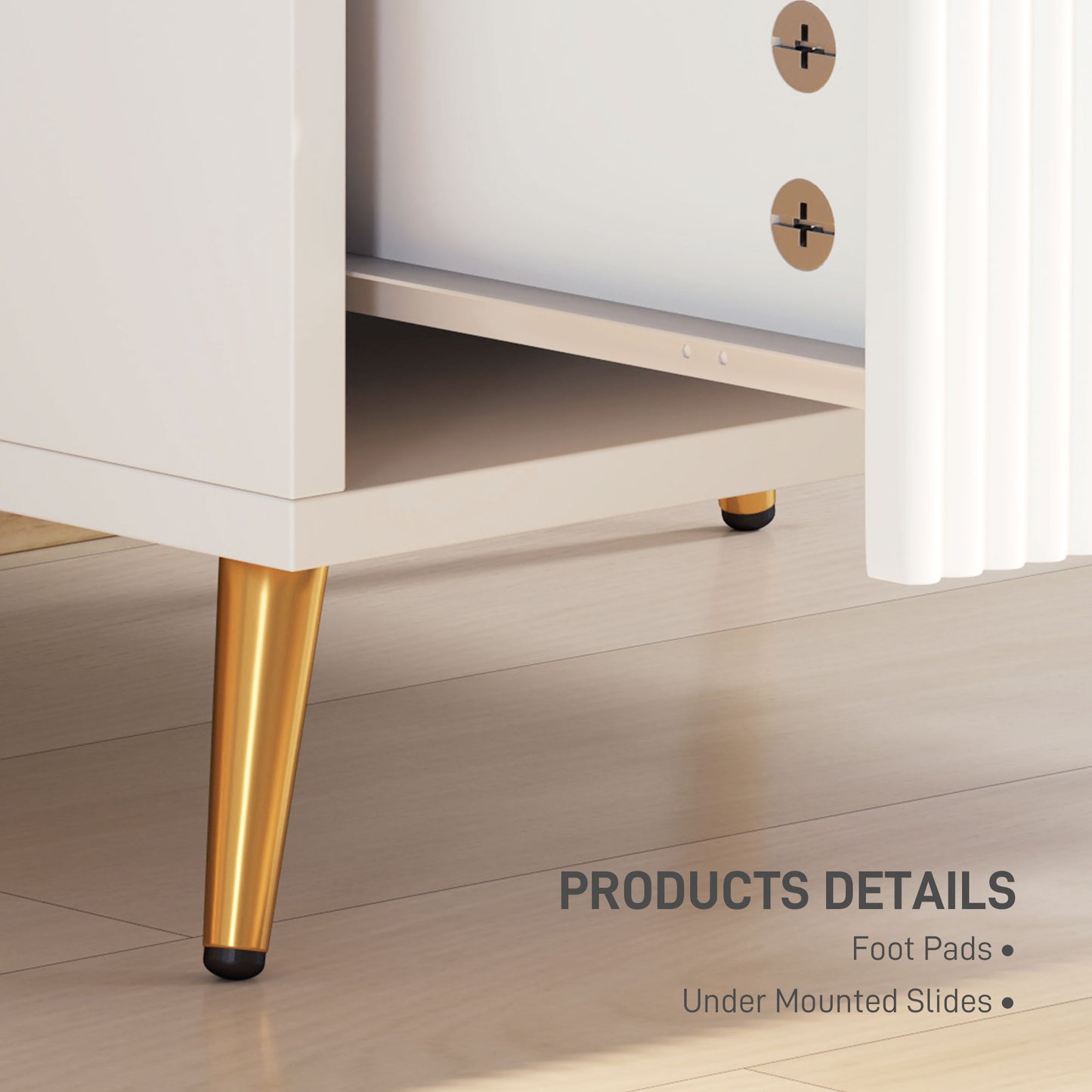 Elegant Two-Drawer Bedside Table - White