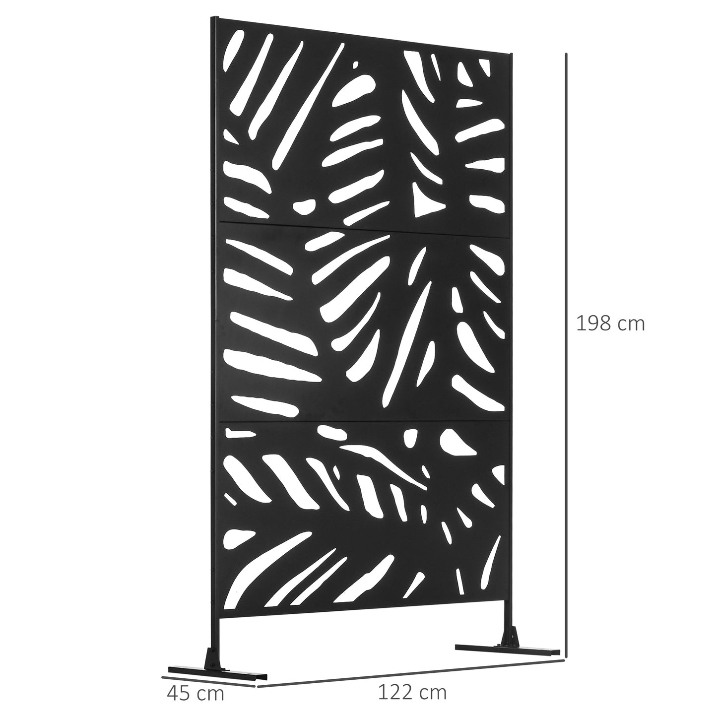 Decorative Garden Privacy Screen with Stand, 6.5FT Freestanding Metal Outdoor Divider