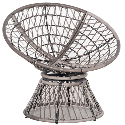 360° Swivel Rattan Papasan Moon Bowl Chair Round Lounge Garden Wicker Basket Seat with Padded Cushion Oversized for Outdoor I