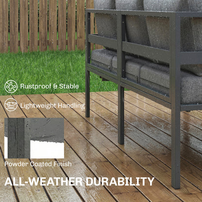 3 Pieces Garden Furniture Set, Aluminium Corner Lounge Set with Adjustable Backrest, Grey