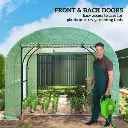 300 x 300cm Walk-In Polytunnel Greenhouse - Green
