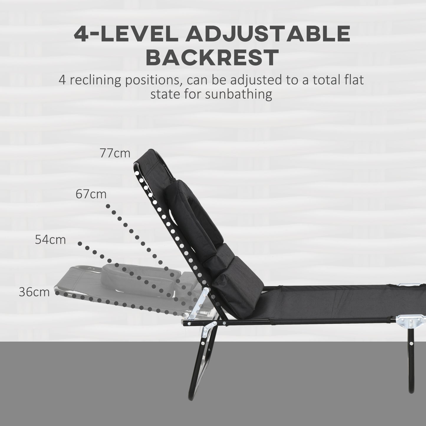 Folding Sun Loungers Set of 2 with Face Hole, 4-Position Adjustable Backrest Garden Recliner Chair Sunbed