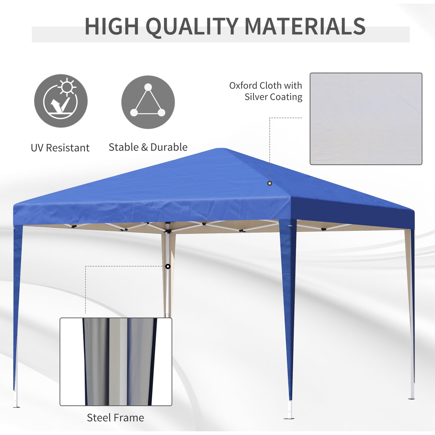 3 x 3M Garden Pop Up Gazebo Height Adjustable Marquee Party Tent Wedding Canopy with Carrying Bag, Blue