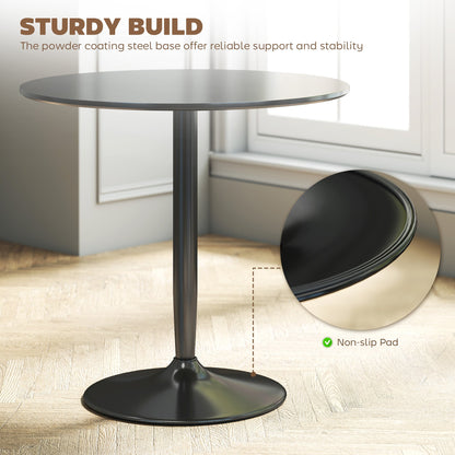 75H x Φ70cm Two-Person Minimalistic Dining Table - Black
