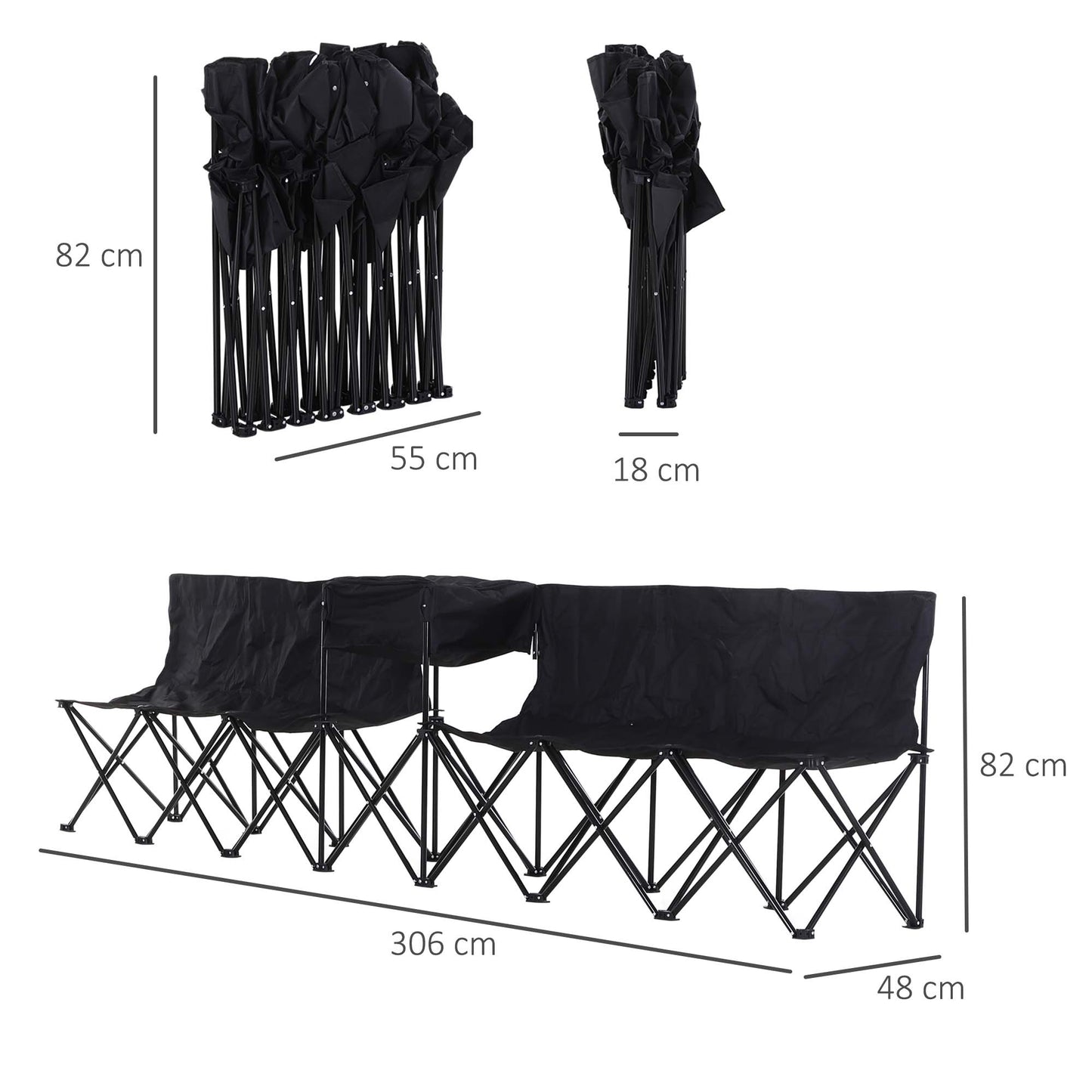 6 Seat Folding Sports Bench Portable Sports Team Bench Spectator Chair with Cooler Bag and Carrying Bag for Outdoor Picnic Ca