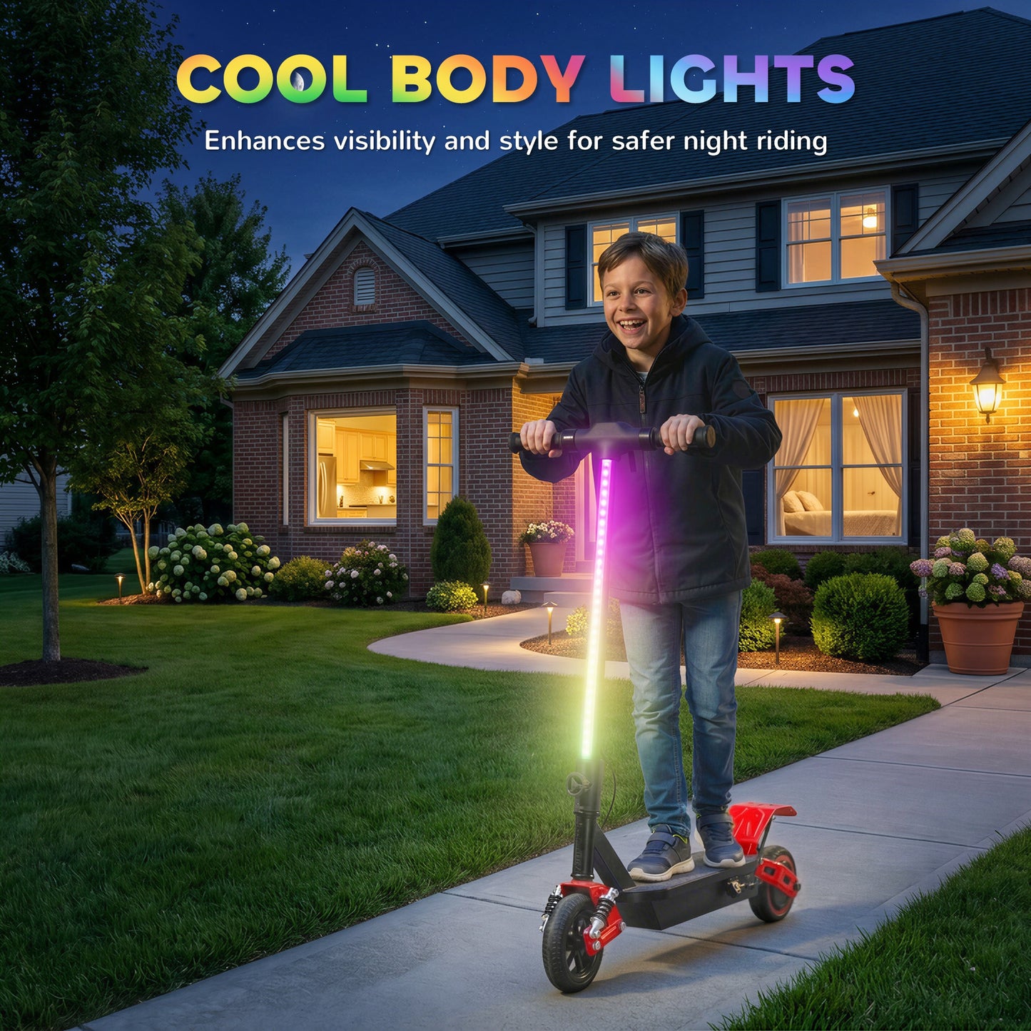 Foldable Kids Electric Scooter with LCD Display, Dual Shock Absorption, Up to 15 KM/H, Max Range 6 KM for Age 6-14, Red