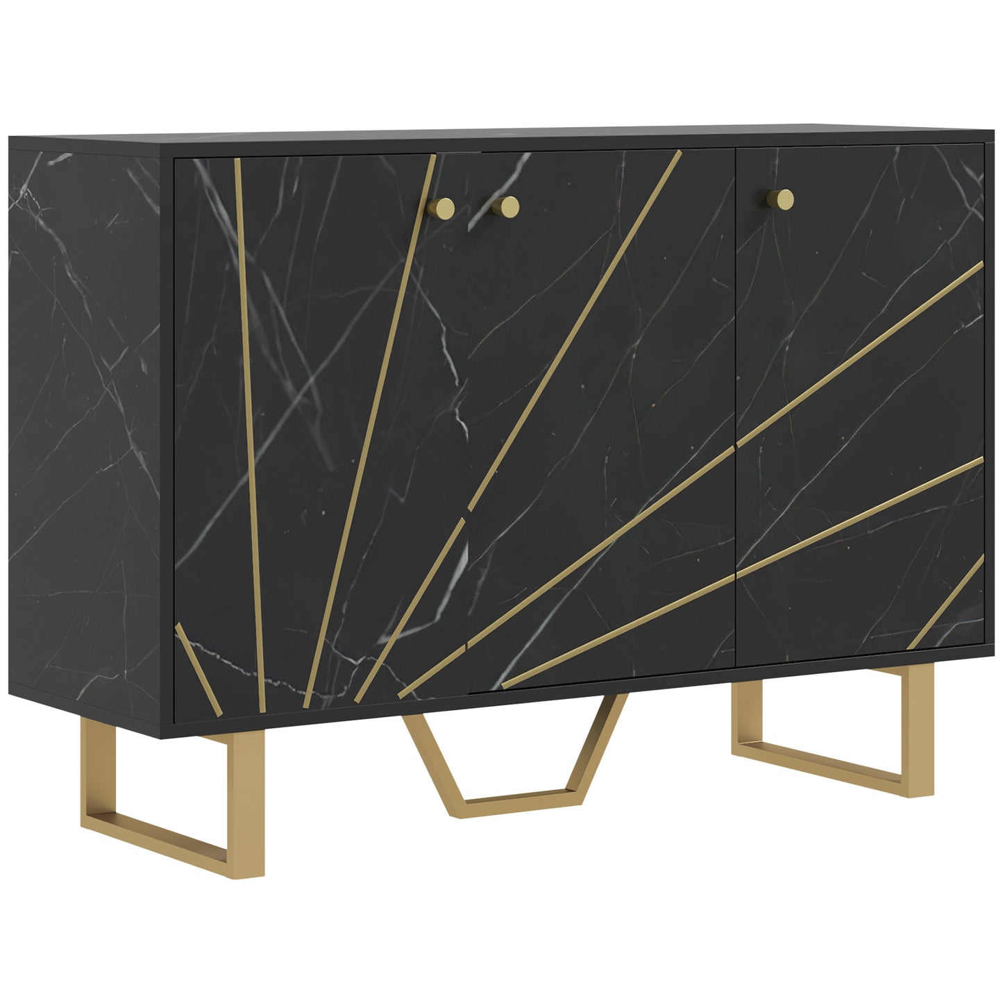 Sideboard Storage Cabinet, Modern Storage Cupboard with Adjustable Shelves and Metal Legs for Living Room, Kitchen