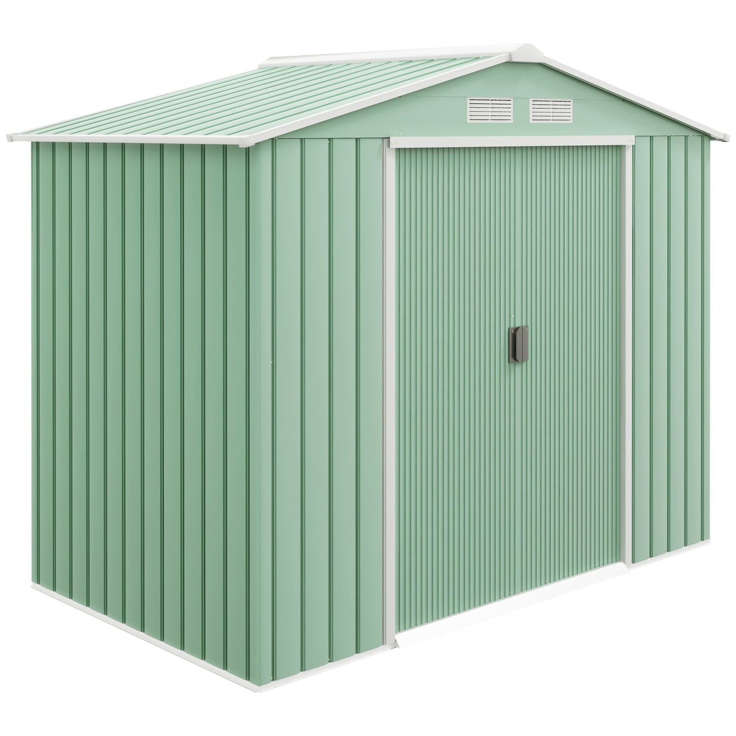 7 x 4ft Metal Garden Shed, Outdoor Storage Tool House with Ventilation Slots, Foundation Kit and Lockable Double Doors