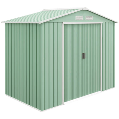 7 x 4ft Metal Garden Shed, Outdoor Storage Tool House with Ventilation Slots, Foundation Kit and Lockable Double Doors