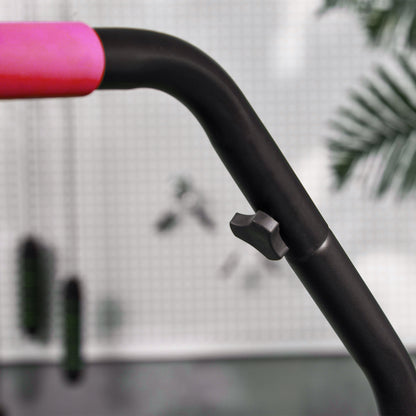 40" Foldable Mini Fitness Trampoline, with Adjustable Foam Handle, Pink