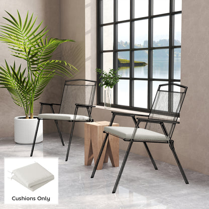 Outdoor Seat Cushions Set of 2 with Ties, Waterproof Garden Seat Pads, Cream White